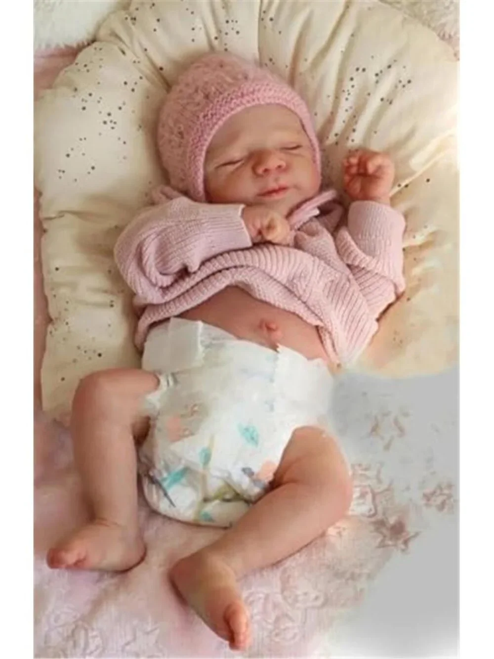 18 Inch Realistic Reborn Baby Girl Doll Full Body Vinyl Bathable Hand Drawn Hair